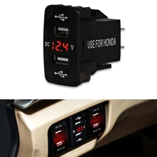 5v 2.1A 12v Car USB Cigarette Lighter Socket Charging Dual USB Car Charger Voltmeter Socket For Honda For All Mobile Phone