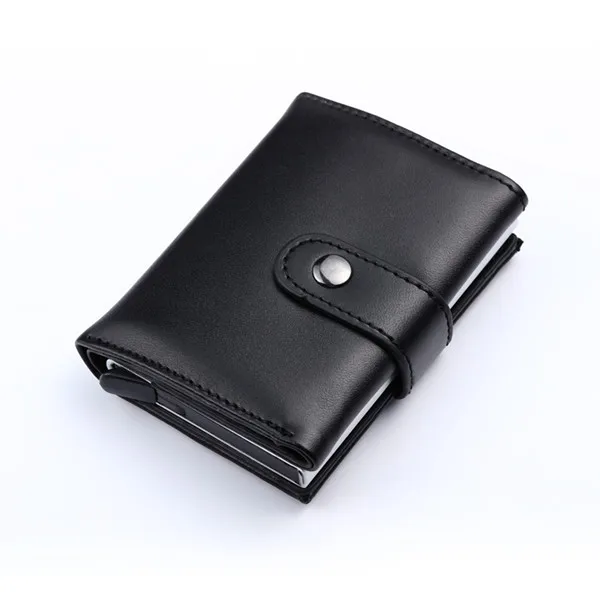 BISI GORO Умный кошелек для мужчин и женщин из натуральной кожи, чехол для кредитных карт, карманный футляр, бизнес кошелек для ID карт, чехол RFID - Цвет: black x-8