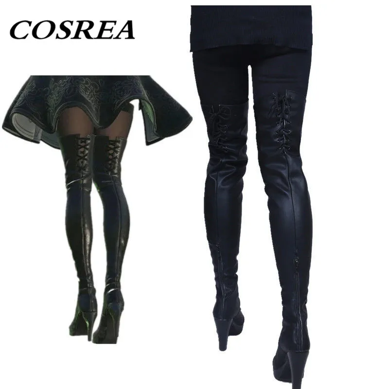 

COSREA NieR: Automata YoRHa No.2 Type B Cosplay Shoes 2B Cosplay Boots for Women Girl Halloween High Heels Shoes Custom made