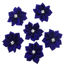 40 шт ручной работы темно-синие маленькие атласные цветы со стразами Аппликации шитье Свадебные аксессуары цветы 2,8 см