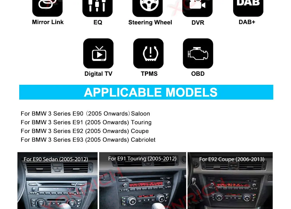 Discount Xonrich Android 9.0 System Car Radio GPS Navigation Stereo For BMW E90 Sedan 2005-2012 E91 E92 E93 2G+32G Autoradio DVR OBD2 DSP 9