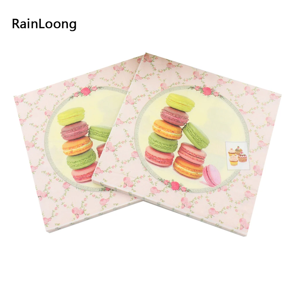 

[RainLoong] Macaroon Cakes Paper Napkins Festive & Party Supplies Tissue Napkins Decoration Guardanapo 33cm*33cm 20pcs/pack