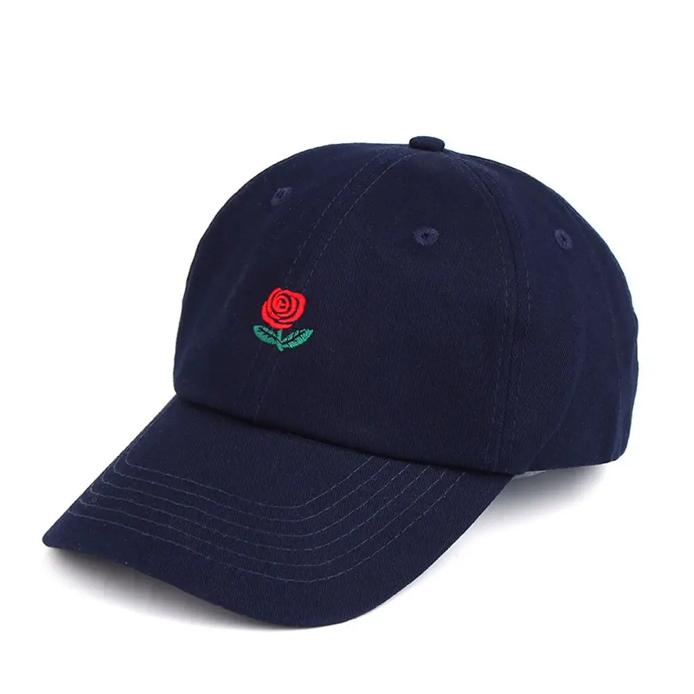 Женские бейсболки на лето и весну, хлопковые регулируемые Повседневные шапки в стиле хип-хоп, модные спортивные кепки в форме трапеции с вышитыми розами и цветами - Цвет: Navy blue