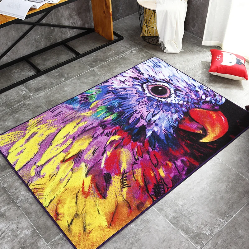 

Abstract Oil Painting Watercolor Carpet For Living Room Cartoon Parrot Non-slip Rug for Children Play Home Decorator Floor Rugs