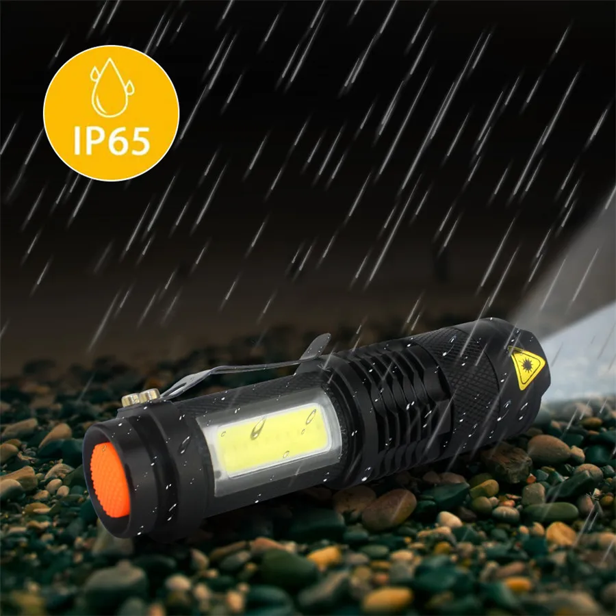 Adjustable Focus Mini Flashlight Q5 COB Waterproof LED Torch Lantern Use AA 14500 Battery for Hiking/Fishing | Лампы и освещение