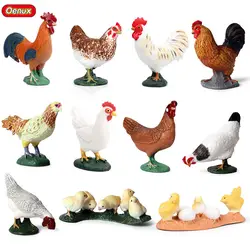 Oenux фермы Животные курица моделирование птицы петух и курица птицы фигурки украшения для дома подвижная фигурка-модель детская коллекция