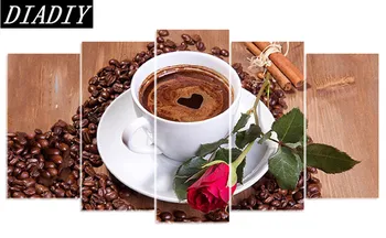 

5D DIY Diamond embroidery coffee cup&red rose diamond painting Cross Stitch full drill Rhinestone mosaic home decoration