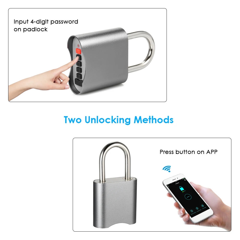Waterproof USB Smart Lock 4 Digit Password / APP Keyless Unlock Anti
