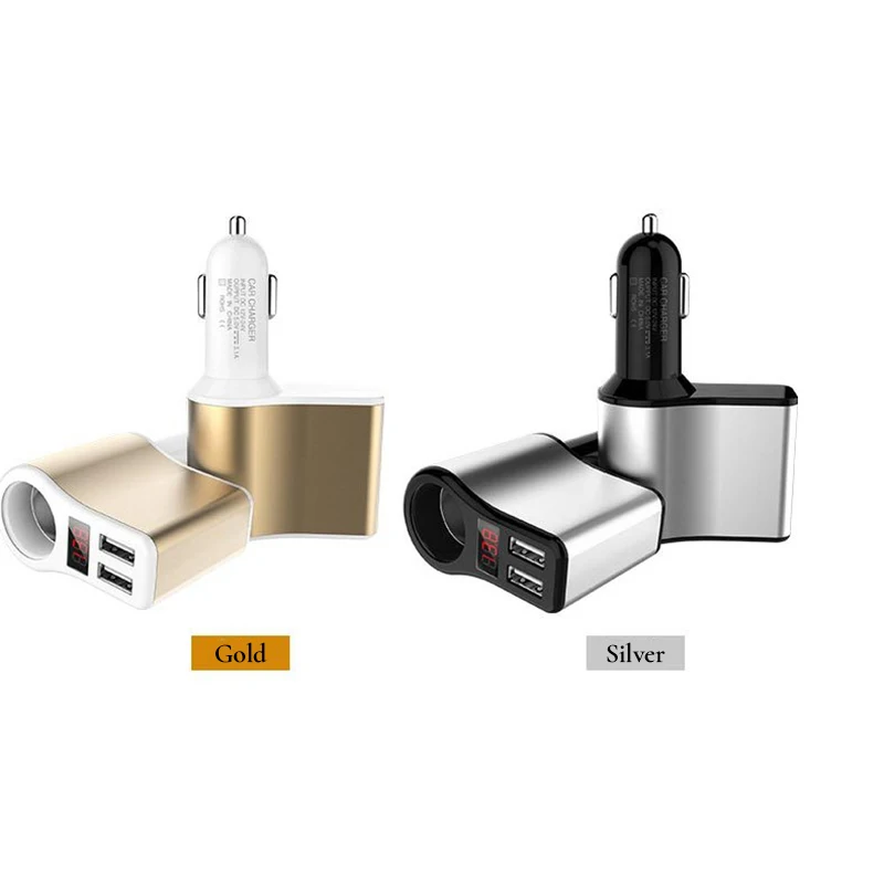 Быстрая зарядка 2 Порты и разъёмы USB 5 V 3.1A автомобиля Зарядное устройство с ЖК