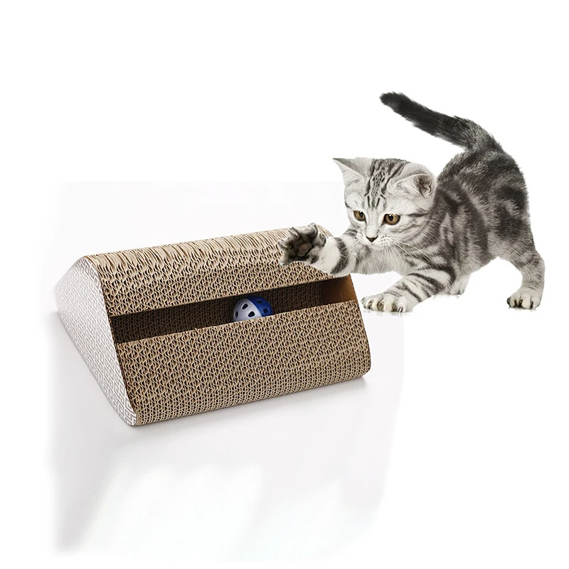 

Corrugated Cat Kitten Scratch Board Pad Bell Ball Scratcher Bed Mat Claws Care Toy For Pet Cat Training Cat Toy