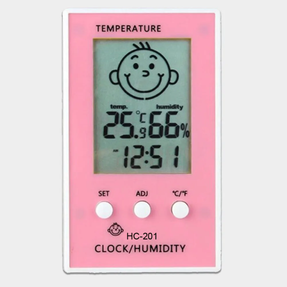 Термометр цифровые часы одежда со смайлом точный гигрометр, Влагомер ЖК-дисплей Дисплей для дома; домашняя обувь