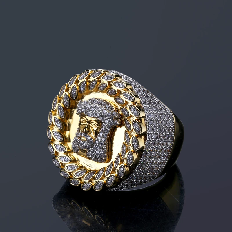 Karopel кольцо в стиле хип-хоп Iced Out Micro Pave CZ Jesus кубинские кольца женское и мужское Золотое кольцо для любви подарок прямая покупка