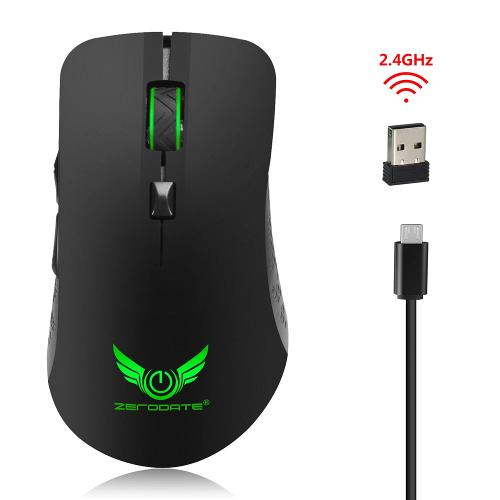 

Rechargeable 2.4G 2400 DPI Wireless Portable Mobile Mouse 6-Button USB Optical Mouse Adjustable DPI Options for PC Laptop tablet