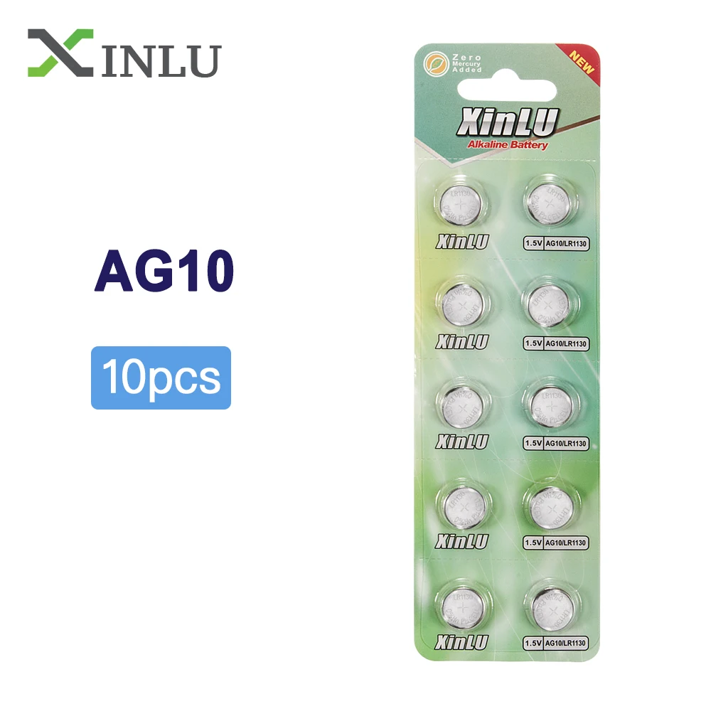 10 шт. щелочные батарейки AG10 G10A SR1130 LR1130 390A D189 LR54 кнопочные XINLU|coin battery|cell coin batterybutton
