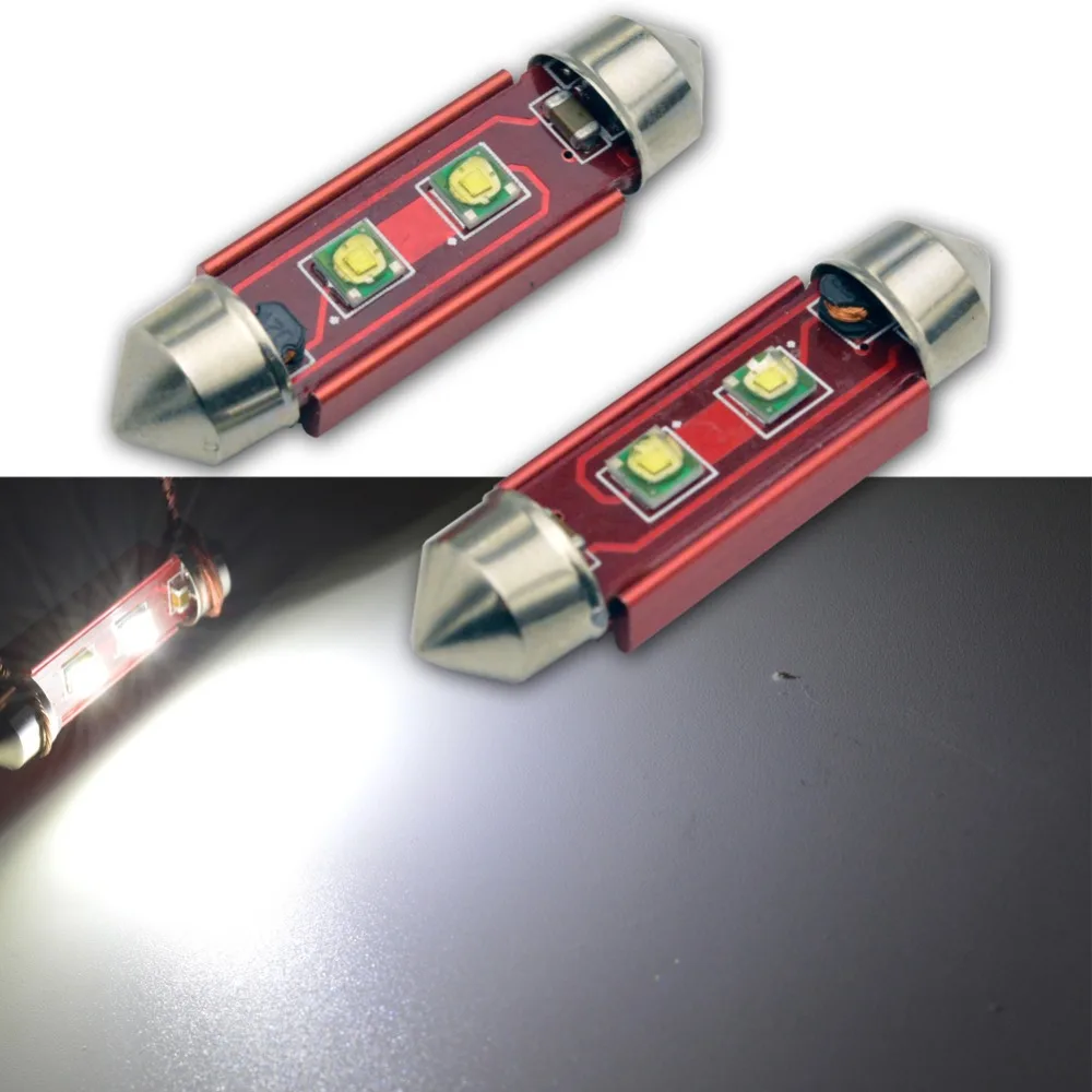 2Pcs AC12V 10W LED Bulb Light C5W Error Free 36mm 39mm 41mm Festoon C10W SMD Auto