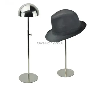 

2pcs Free shipping high quality adjustable mirror Stainless Steel hat showing stand cap/ wig/ hat display stand holder rack