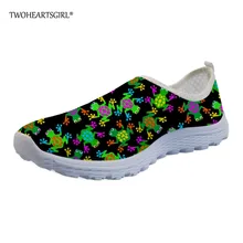 Twoheartsgirl/цветные женские повседневные лоферы на плоской подошве с рисунком лягушки; Летняя обувь из сетчатого материала; индивидуальная Уличная обувь для отдыха