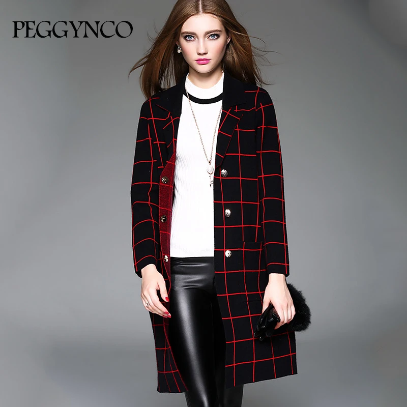 PEGGYNCO 2017 Women Long Cardigans Winter Grey Black Knitting Sweater Big Cardigan Jacket Coat MY2017310 |