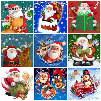 

EverShine Diamond Painting Christmas Full Round Diamond Embroidery Santa Claus Picture Of Rhinestone Diamond Mosaic Holiday Gift