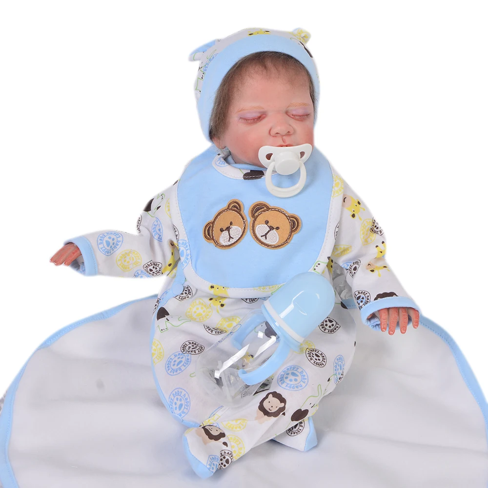 

Handmade 20 Inch Reborn Baby Dolls Close Eyes Soft Silicone Lifelike Babies Doll For Boy Kids DIY Toy Touch Real Birthday Gifts