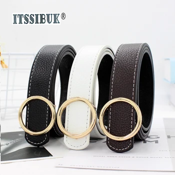 

ITSSIBUK 2019 Wind belt decoration flat round buckle fashion simple smooth buckle wide belt