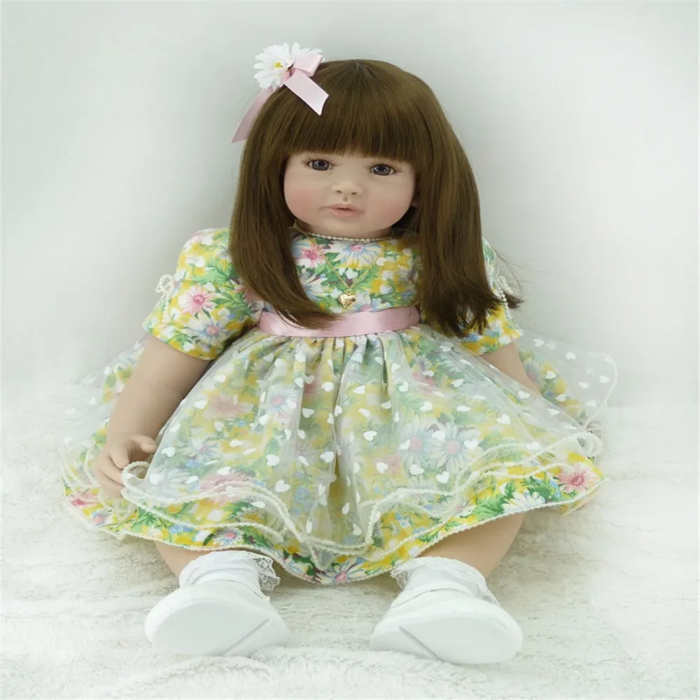 

22 inch 55 cm Silicone baby reborn dolls, lifelike doll reborn babies toys Beautiful flower skirt fashion girl