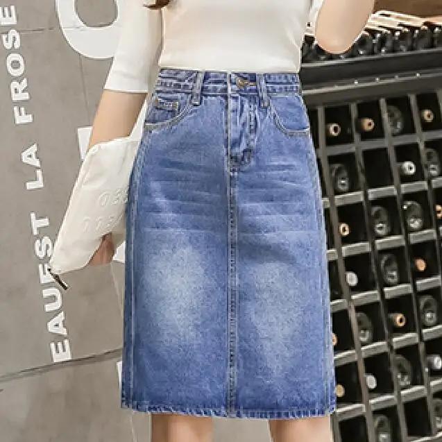 Женские летние юбки Saias плюс размер джинсовая юбка кэжуал женские джинсовые юбки-карандаш S-4XL