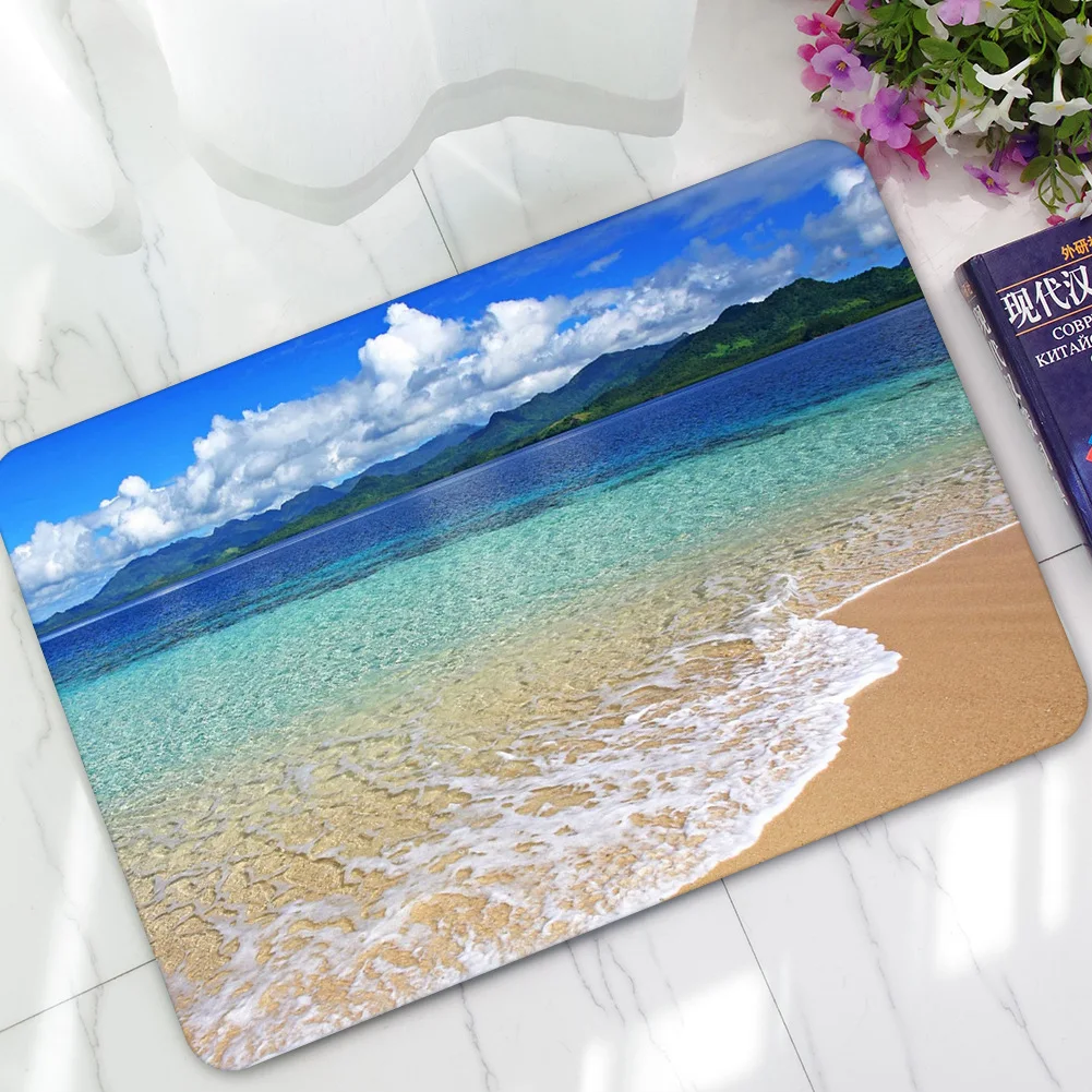 Zeegle Beach Waves Pattern Home Rubber Doormat Outdoor Anti Slip