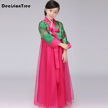 

2019 new children's korean princess dress chinese minority costumes girls korea traditional costumes hanbok stage