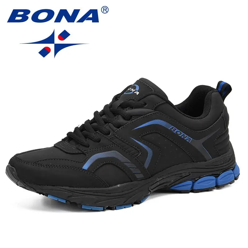 BONA/дышащие кроссовки; мужская повседневная обувь; chaussure homme; модные кроссовки; мужская обувь на плоской подошве со шнуровкой; zapatillas mujer Zapatos De Hombre - Цвет: CHARCOAL BLUE