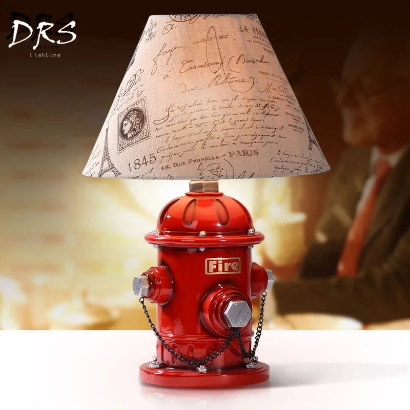 

Modern Industrial Wind Fire Hydrant Desk Lamp Living Room Bedside Table Lamp American Luminaria De Mesa Decor Simple Lampshade