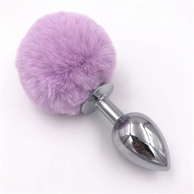 3 Size Anal Plug Light Purple Rabbit Tail Butt Stopper -1828