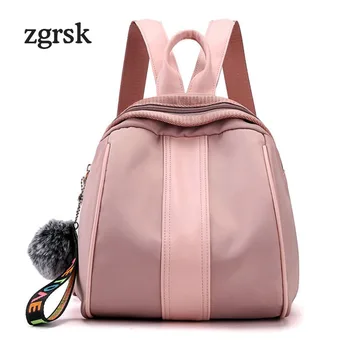 

Fashion Anti theft Backpack Female Waterproof Nylon Samll Backpack For Women Hair Ball Tassel School Shoulder Bags Mochilas