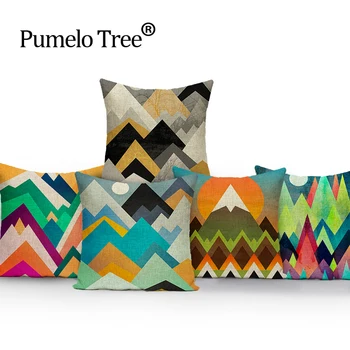 

Geometric Abstract Throw Pillows Colorful Cushions Decorative Hot Sale Cover Cushion Linen Home Cushions Custom Pillowcase