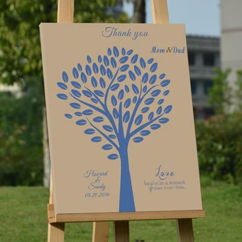 

Customized Wedding Leaf Tree Guest Book Creative Canvas Wood Frame Guest book Alternatives Signature Book For Wedding