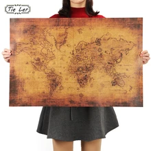 TIE LER большой Винтажный стиль крафт-бумага плакат подарки украшение дома Старый Мир карта стикер стены 72,5X51,5 см