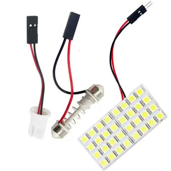 

Car Lighting!!100pcs/lot Panel 5050 32 SMD LED Car Lights Automobile 12V DC White Lighting Bulbs T10 + Festoon Adapter