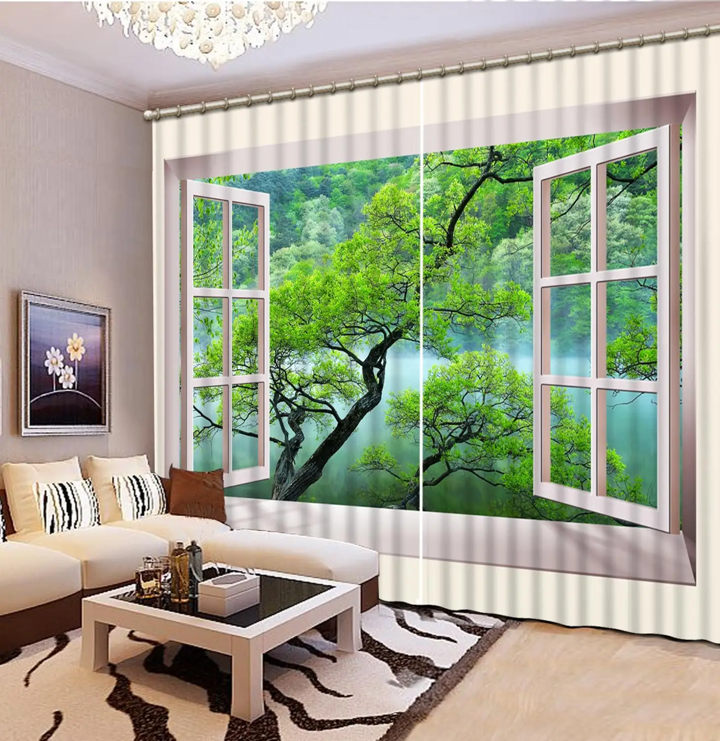 

landscape Curtains Decoration European 3D Curtain For Living room Blackout curtain scenery curtains window