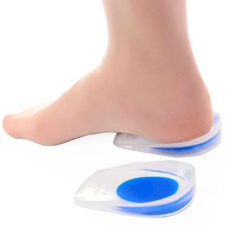 1 Pair Silicone Gel Heel Cups Support Pad Small Pink/Big Blue Foot Orthotic Insoles Plantar Care  for Prolonged Standing