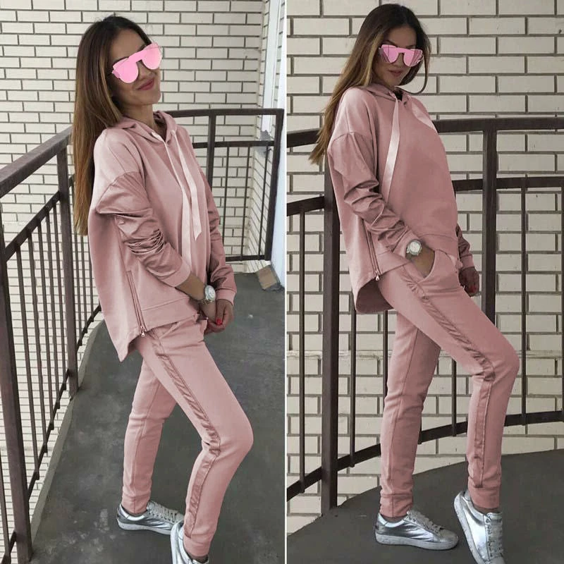 XUANSHOW Fashion Cotton Tracksuit Women Loose Clothes Outfits Autumn Winter Patchwork Long Sleeve Hoodies+Long Pants 2 Piece Set