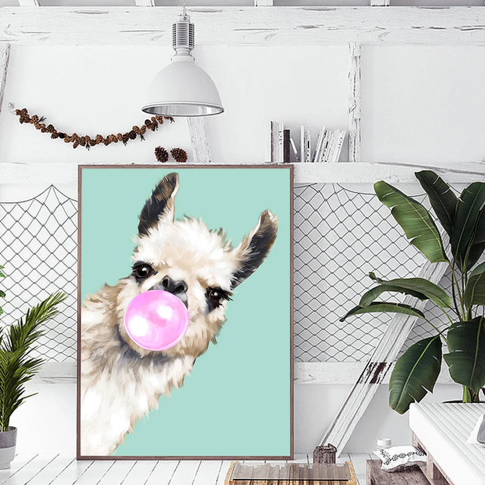 

Black and White Alpaca Print Nordic Wall Art Canvas LLama Poster Painting Animal Decoration Picture Living Room Decor For Home