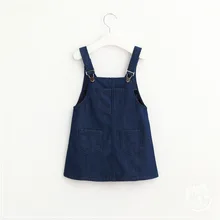 2016 Baby Girls Denim Suspender Dresses Kids Girl Wash Blue Fashion Dress Babies Autumn Clothes Children’s Wholesale Clothing