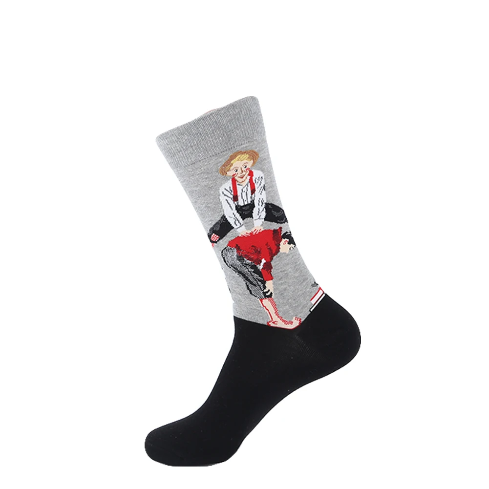 VPM художественные хлопковые мужские носки Harajuku, цветные Веселые носки Ван Гога с рисунком маслом для мужчин, Свадебный Рождественский подарок - Цвет: Шампанское