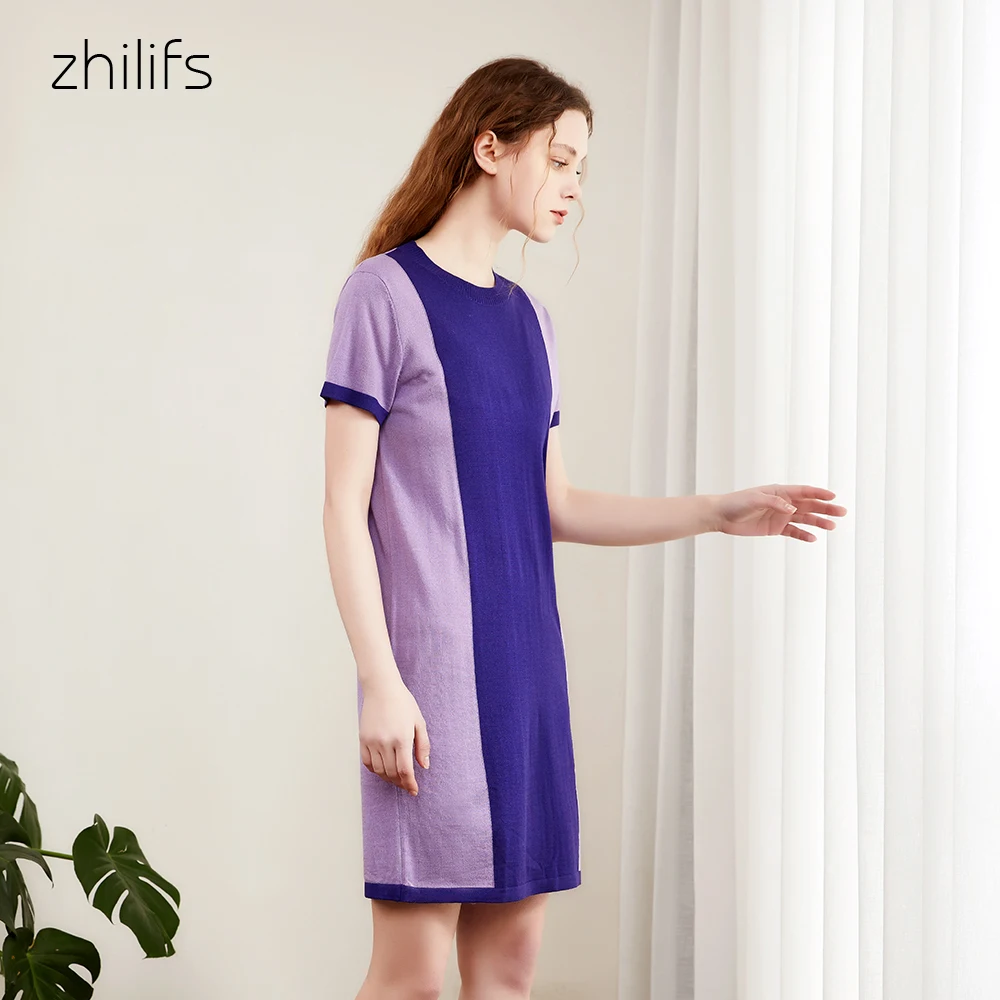 Zhilifs новое летнее женское платье верхняя одежда пляжное женское платье тонкий вязаный свитер фиолетовая строчка женская одежда