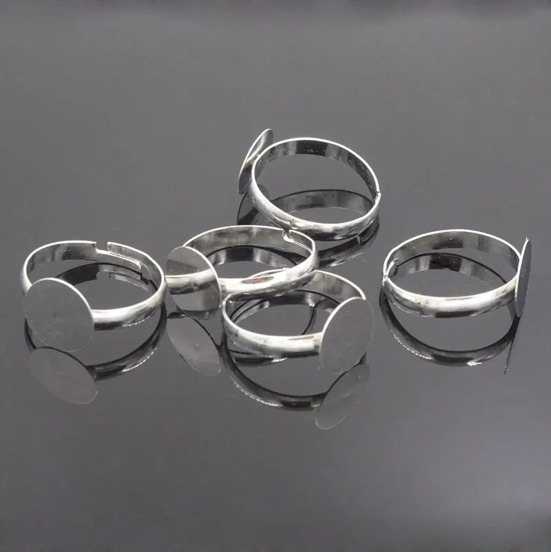 100Pcs Ring Blanks Adjustable Ring Base 10mm Pad For Cabochon Supplies To Make Jewelry Diy Accesorios De Joyeria Rings Settings Jewelry Findings