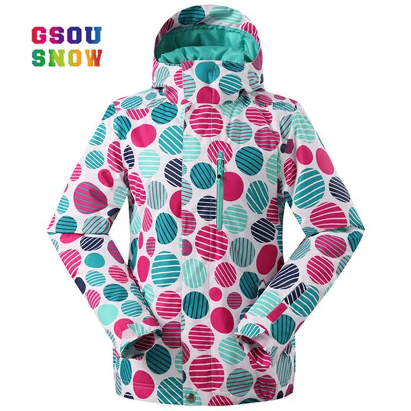 

GSOU SNOW Ski Jacket Women Outdoor Windproof Snowboard Coats Waterproof Fashion Colorful -30 Degree Female Ski Jackets