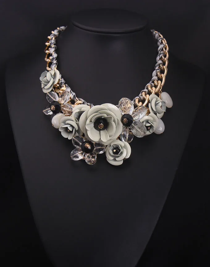 MayJim, массивные ожерелья,, массивная большая цепочка, дерево, смола, колье, кристалл, цветок, ожерелья и подвески, винтажные женские ювелирные изделия - Окраска металла: white