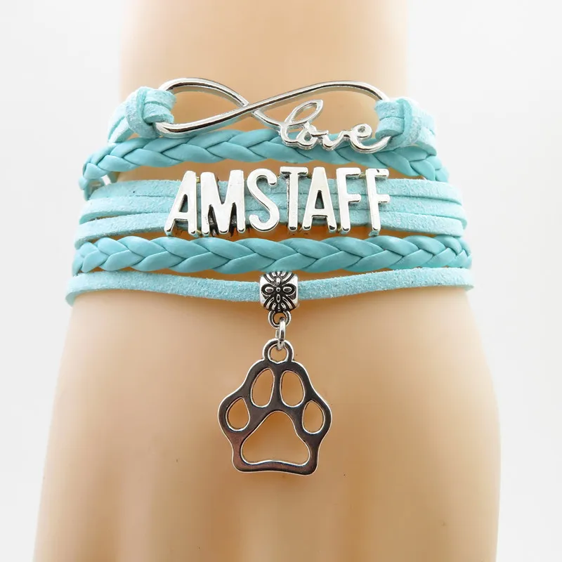Модный браслет Amstaff amstaff собака очаровательный мама черный кожаный