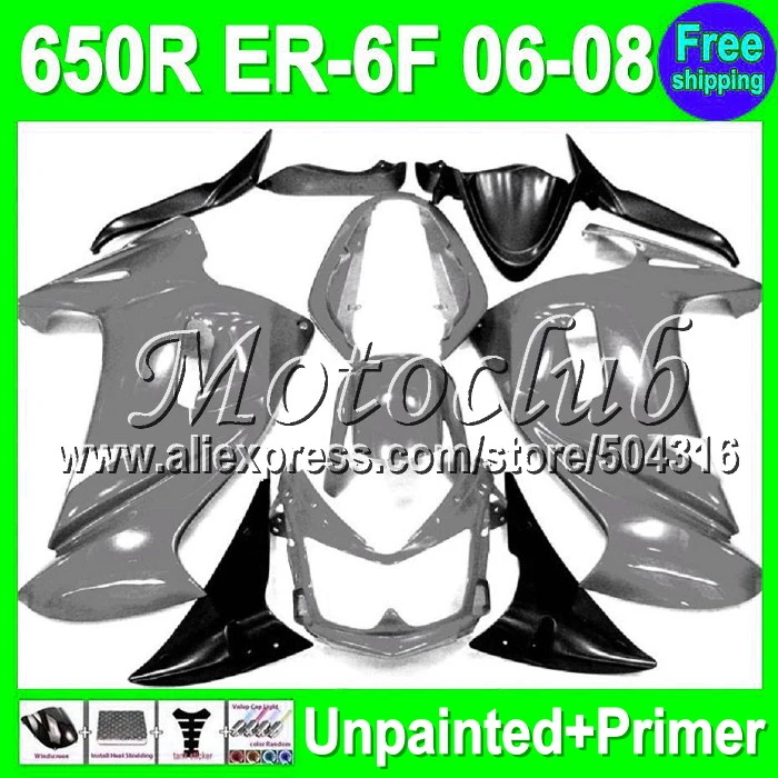 

7gifts Unpainted+Primer Fairing For KAWASAKI NINJA 650R NINJA650R ER-6f 06-08 ER6F ER 6F 06 07 08 2006 2007 2008 Fairings