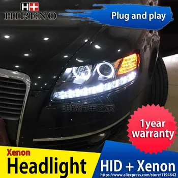 

Hireno Headlamp for Audi A6 C5 2005-08 car Headlight Assembly LED DRL Angel Lens Double Beam HID Xenon 2pcs